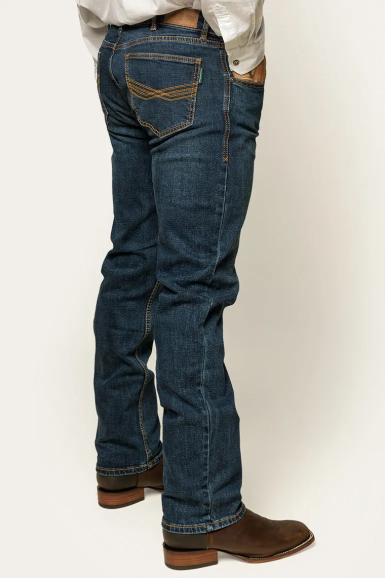 Muster Mens Slim Straight Fit Jeans - Dark Wash Blue