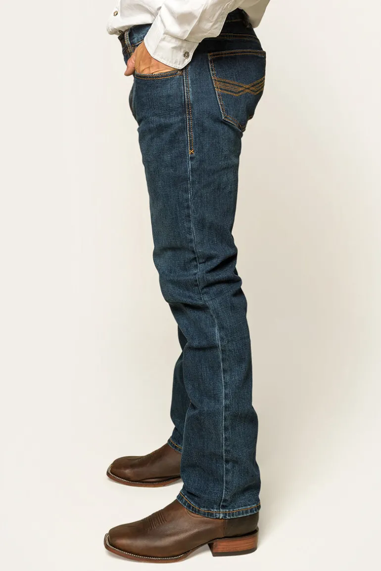 Muster Mens Slim Straight Fit Jeans - Dark Wash Blue