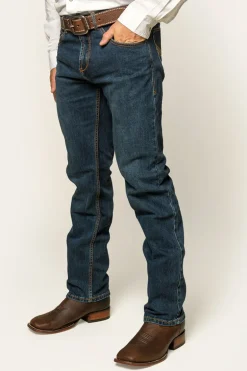 Muster Mens Slim Straight Fit Jeans - Dark Wash Blue