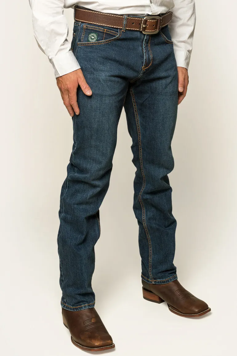 Muster Mens Slim Straight Fit Jeans - Dark Wash Blue