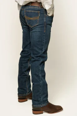 Muster Mens Slim Straight Fit Jeans - Dark Wash Blue