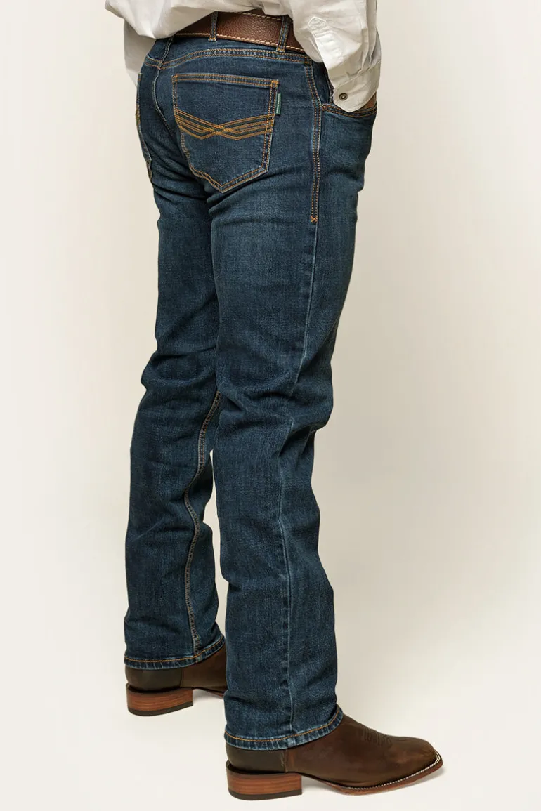 Muster Mens Slim Straight Fit Jeans - Dark Wash Blue