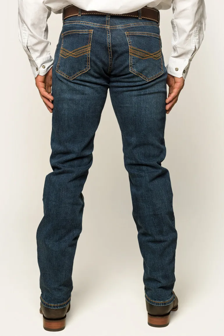 Muster Mens Slim Straight Fit Jeans - Dark Wash Blue