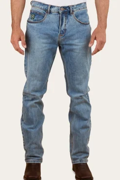 Muster Mens Slim Straight Fit Jeans - Light Wash Blue