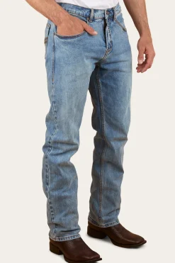 Muster Mens Slim Straight Fit Jeans - Light Wash Blue
