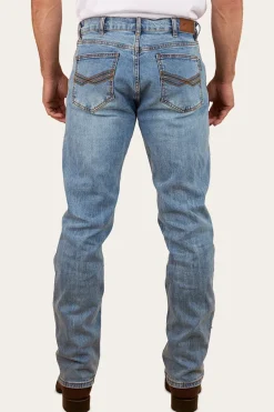Muster Mens Slim Straight Fit Jeans - Light Wash Blue