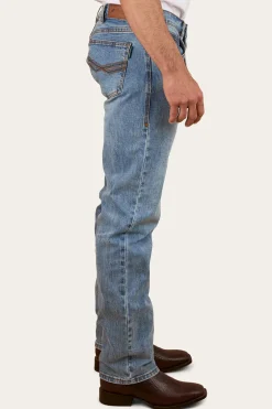 Muster Mens Slim Straight Fit Jeans - Light Wash Blue