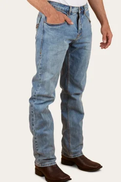 Muster Mens Slim Straight Fit Jeans - Light Wash Blue