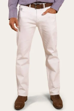 Muster Mens Slim Straight Fit Jeans - White