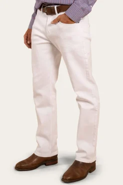 Muster Mens Slim Straight Fit Jeans - White
