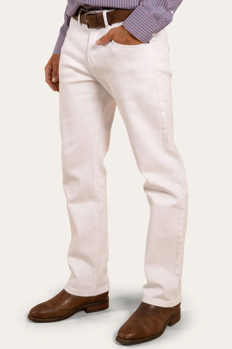Muster Mens Slim Straight Fit Jeans - White