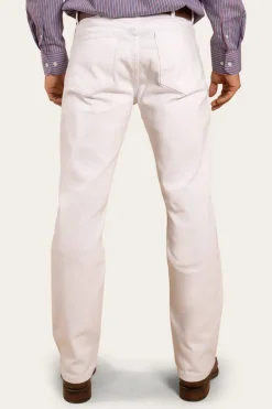 Muster Mens Slim Straight Fit Jeans - White