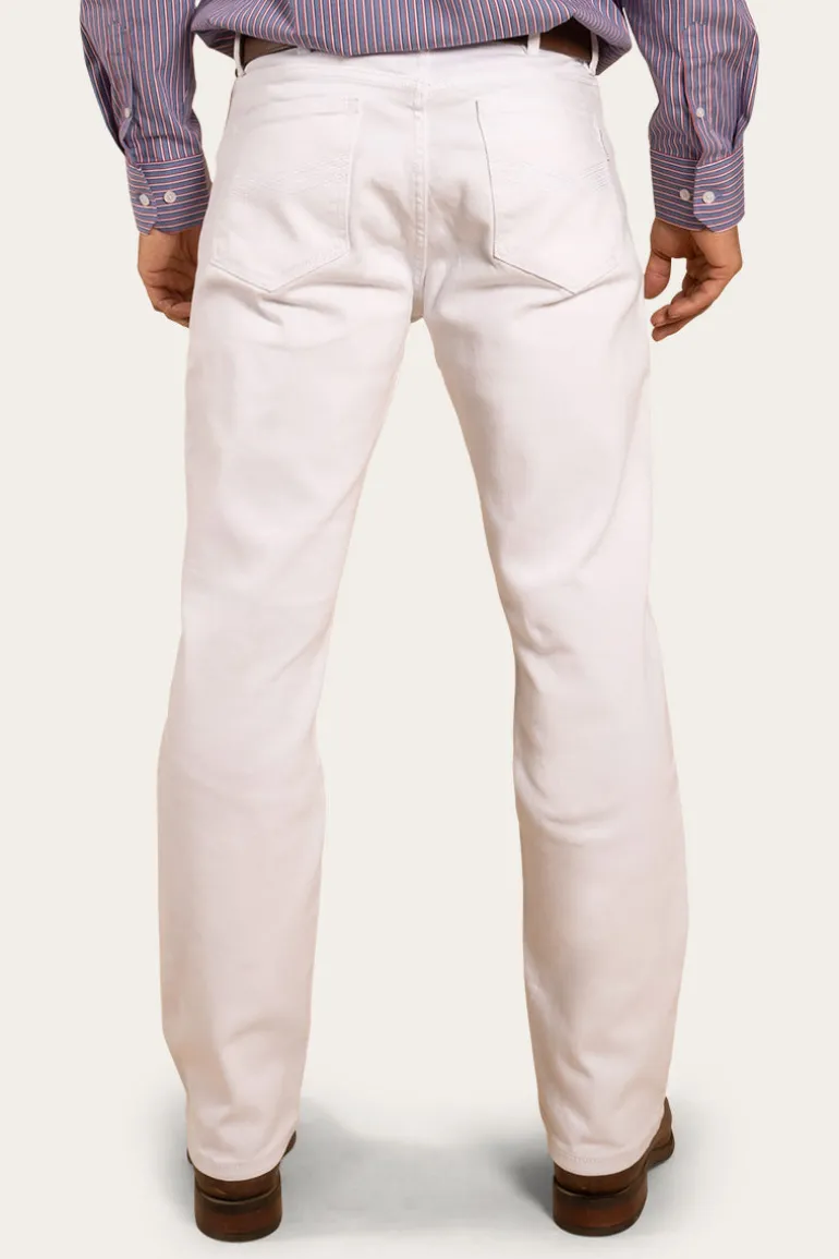 Muster Mens Slim Straight Fit Jeans - White