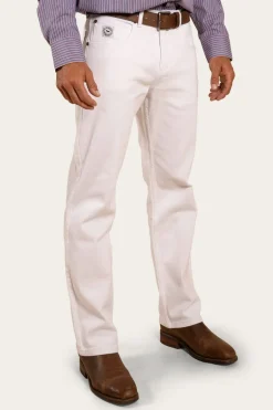 Muster Mens Slim Straight Fit Jeans - White
