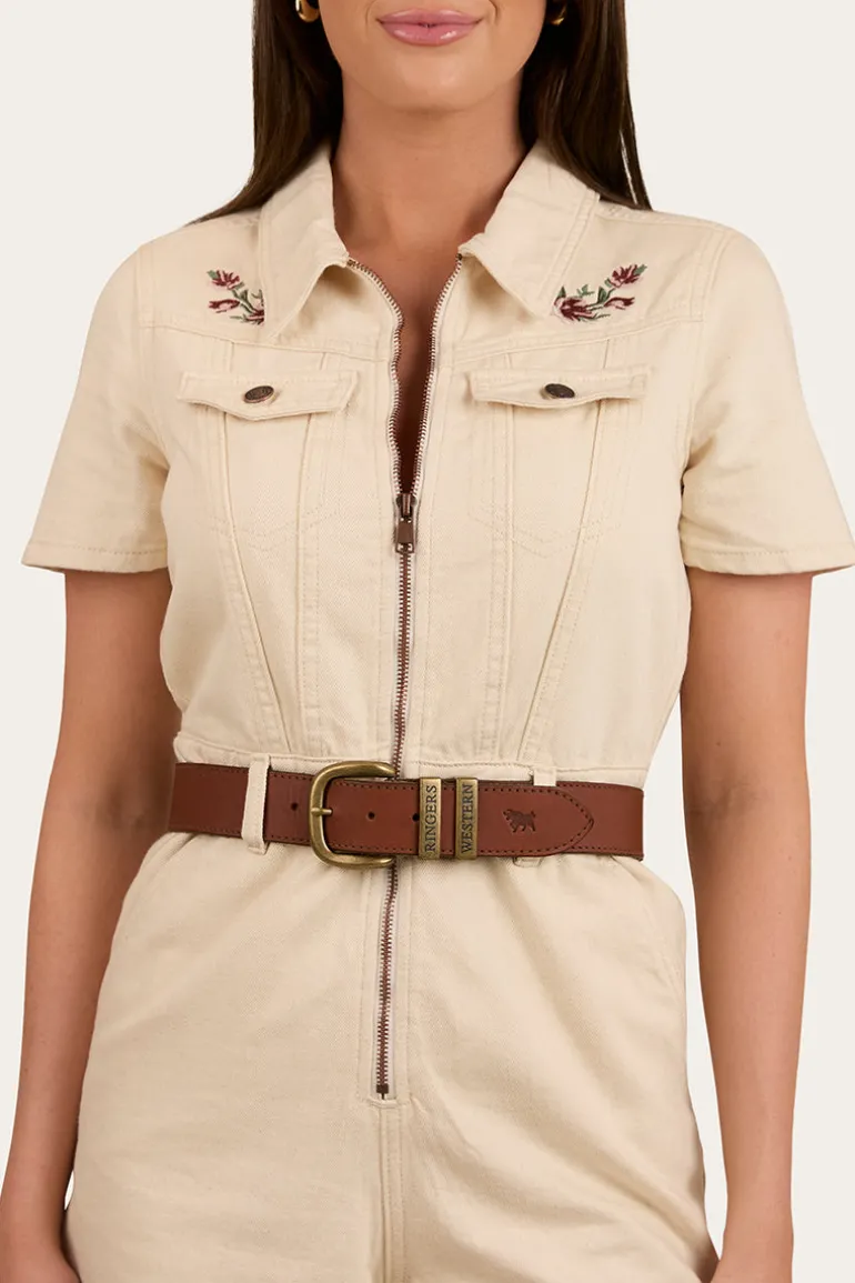 Narooma Womens Denim Playsuit - Off White