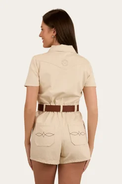 Narooma Womens Denim Playsuit - Off White