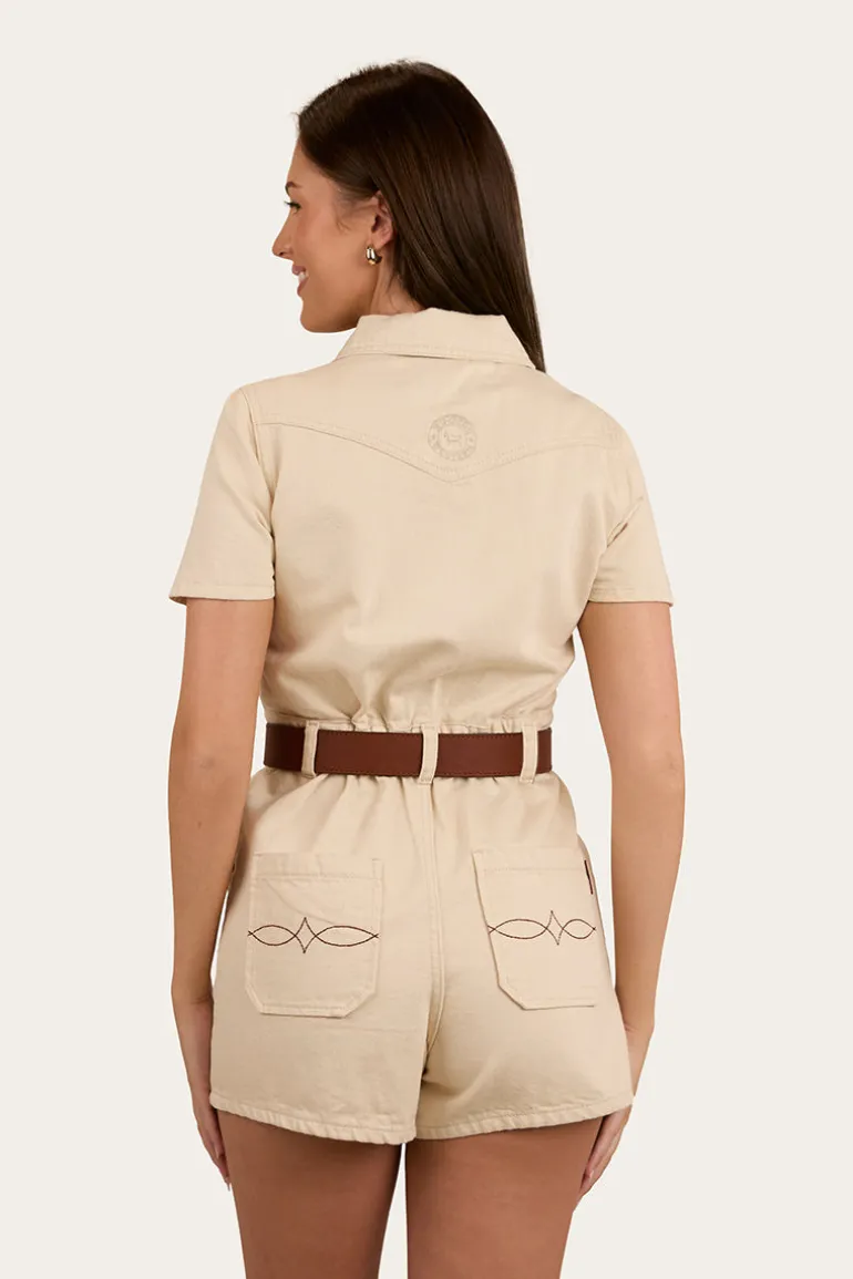 Narooma Womens Denim Playsuit - Off White