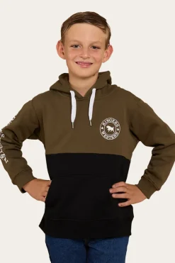 Oakey Kids Hoodie - Military Green/Black