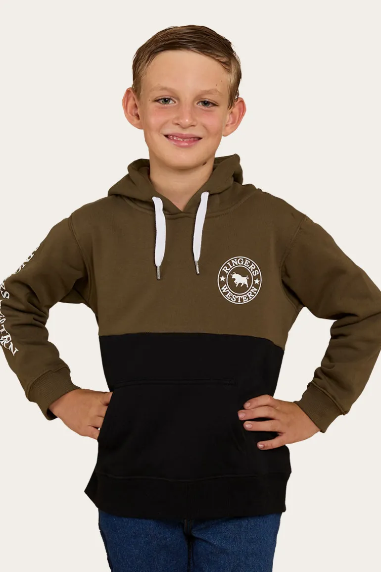 Oakey Kids Hoodie - Military Green/Black