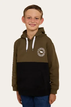 Oakey Kids Hoodie - Military Green/Black