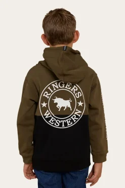 Oakey Kids Hoodie - Military Green/Black
