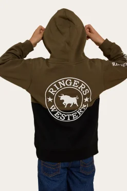 Oakey Kids Hoodie - Military Green/Black