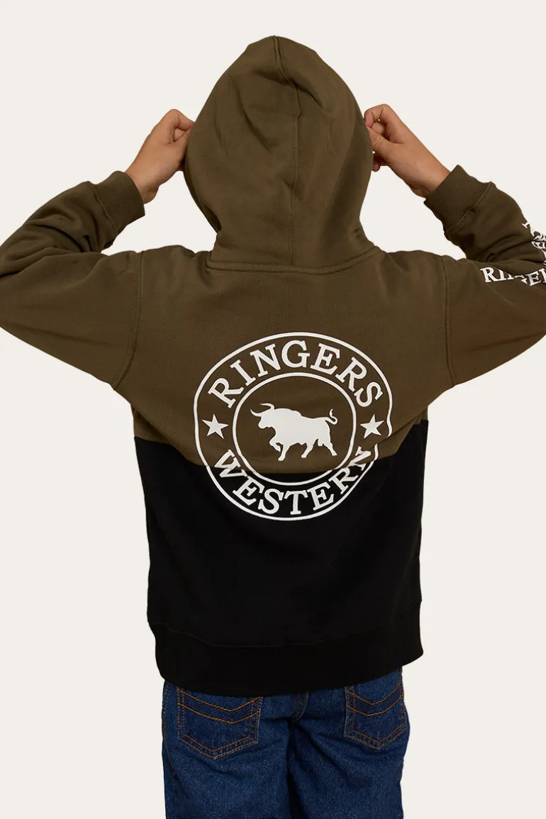 Oakey Kids Hoodie - Military Green/Black