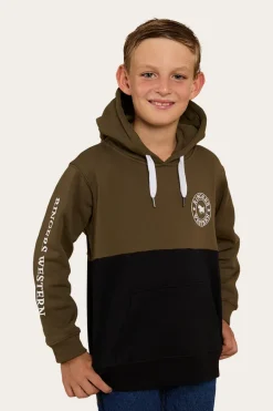 Oakey Kids Hoodie - Military Green/Black