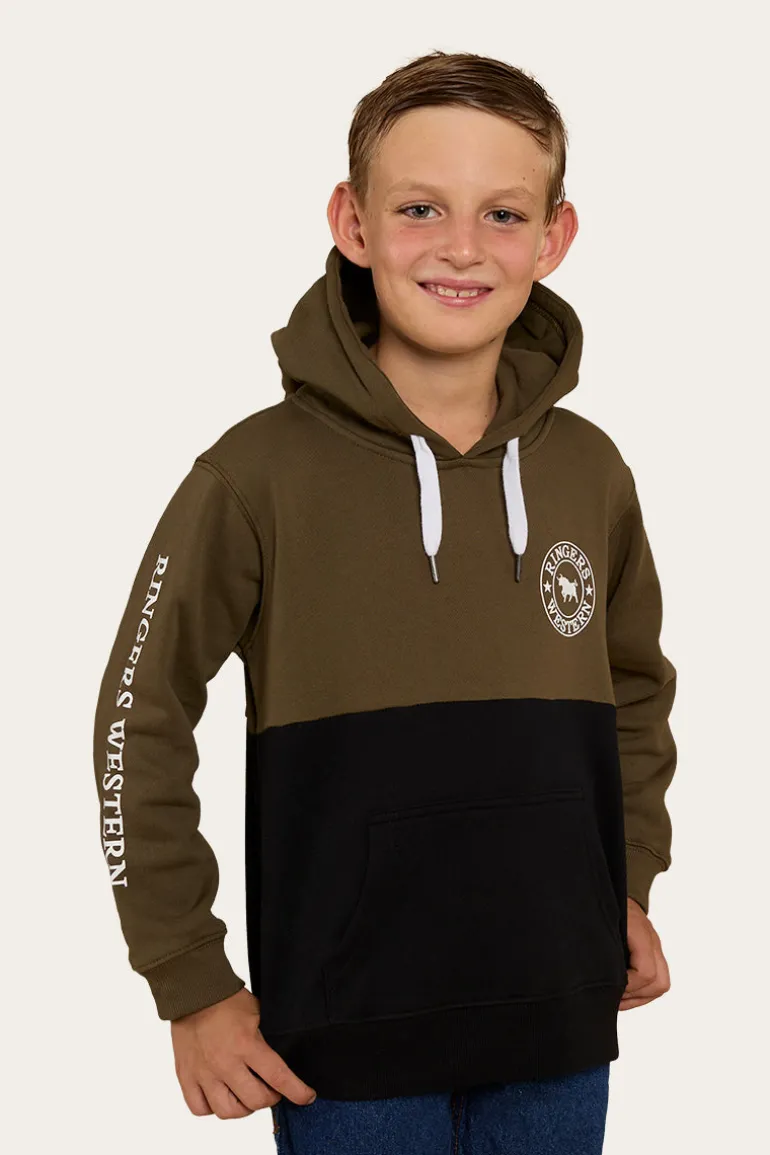 Oakey Kids Hoodie - Military Green/Black