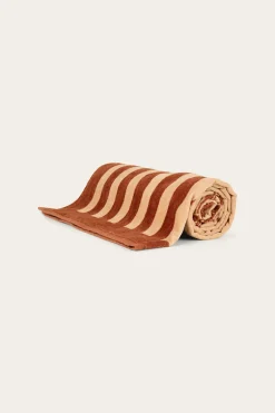 Oceanic Striped Cotton Towel - Tan