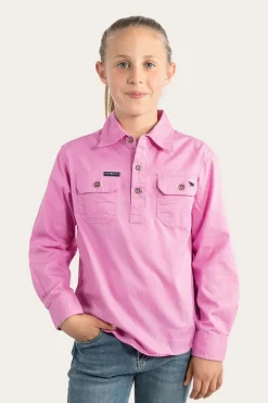 Ord River Kids Half Button Work Shirt - Pastel Pink