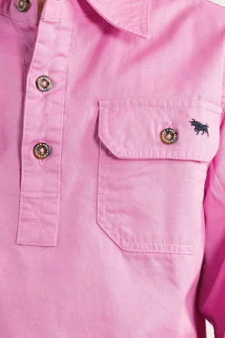 Ord River Kids Half Button Work Shirt - Pastel Pink