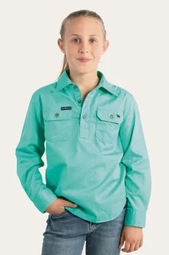 Ord River Kids Half Button Work Shirt - Mint