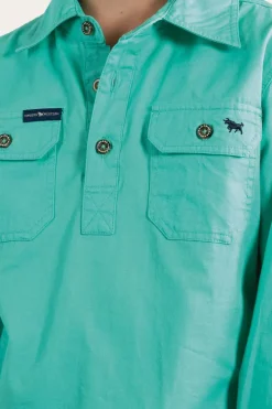 Ord River Kids Half Button Work Shirt - Mint