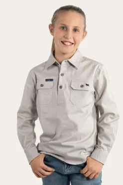 Ord River Kids Half Button Work Shirt - Beige
