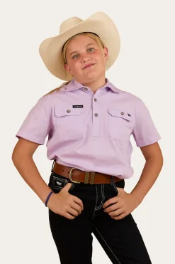 Ord River Kids Half Button Short Sleeve Work Shirt - Lavender