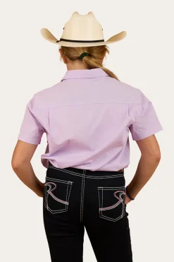 Ord River Kids Half Button Short Sleeve Work Shirt - Lavender