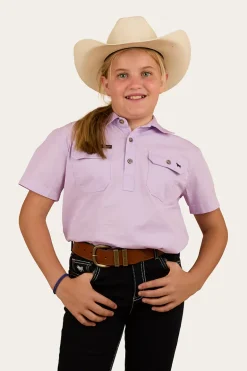 Ord River Kids Half Button Short Sleeve Work Shirt - Lavender