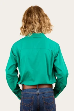 Ord River Kids Half Button Work Shirt - Green