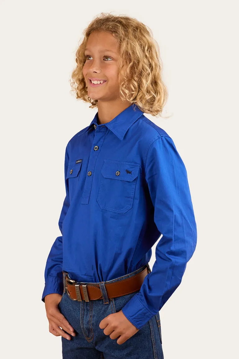 Ord River Kids Half Button Work Shirt - Royal Blue