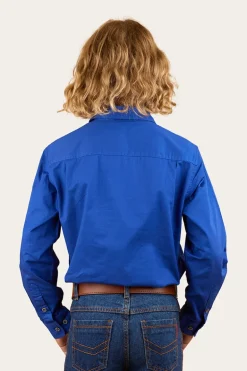 Ord River Kids Half Button Work Shirt - Royal Blue