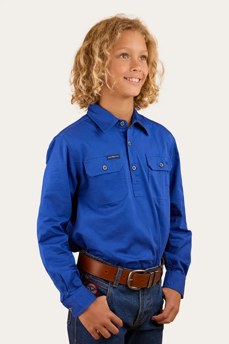 Ord River Kids Half Button Work Shirt - Royal Blue