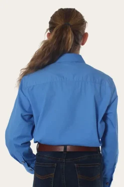 Ord River Kids Half Button Work Shirt - Blue