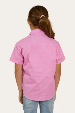 Ord River Kids Half Button Short Sleeve Work Shirt - Pastel Pink