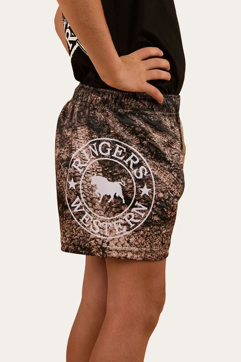 Out Bush Kids Footy Shorts - Black / Multi