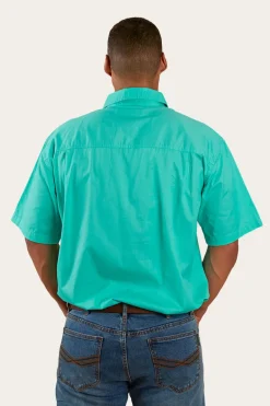 Pack Saddle Mens Short Sleeve Half Button Work Shirt - Mint