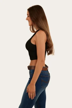 Paige Womens Cropped Rib Tank - Black
