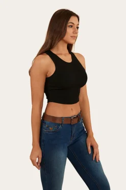 Paige Womens Cropped Rib Tank - Black
