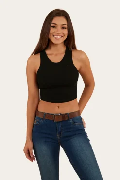 Paige Womens Cropped Rib Tank - Black