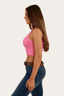 Paige Womens Cropped Rib Tank - Pink